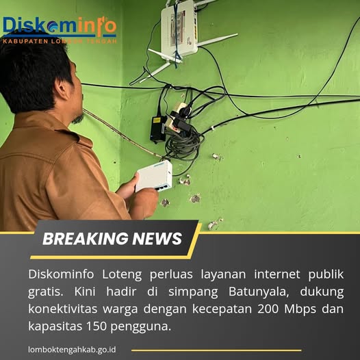 Diskominfo Lombok Tengah Perluas Jangkauan Internet Publik, Kini Hadir di Simpang Batunyala
