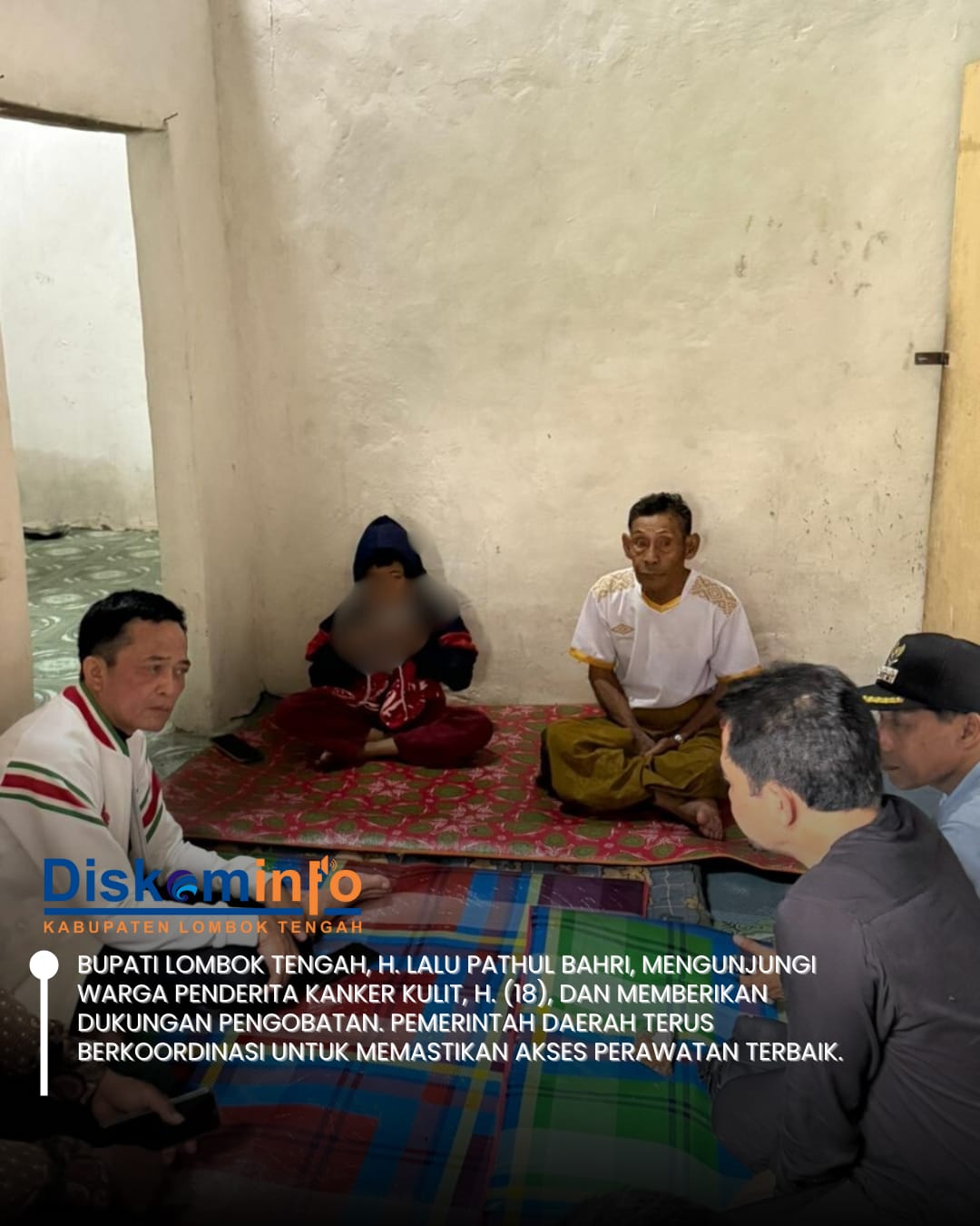 Bupati Lombok Tengah Kunjungi Warga yang Menderita Kanker Kulit, Berikan Bantuan Pengobatan
